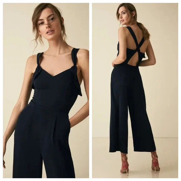 Reiss Pants Jumpsuits Reiss Amika Bow Back Backless Crop